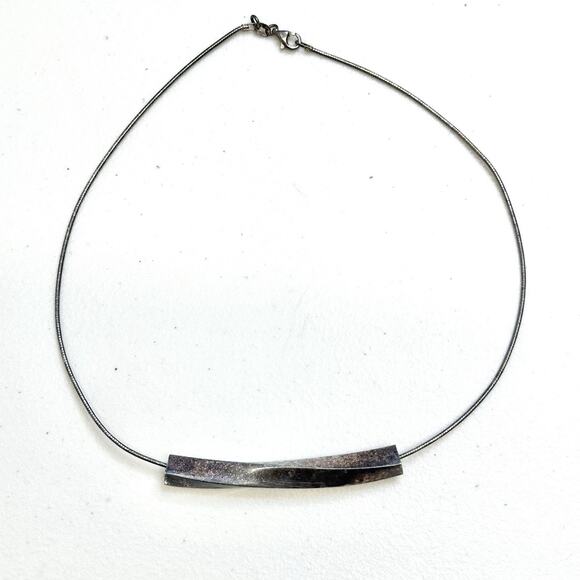 Unbranded Jewelry - Sterling Silver Choker Snake Necklace 925 Twisted Tube Large Pendant Italy
